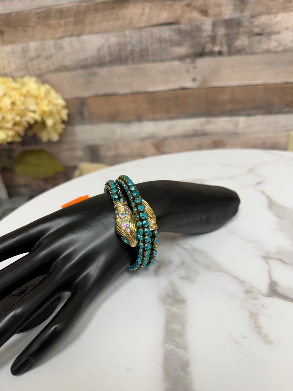Turquoise wrap snake motif bracelet OS